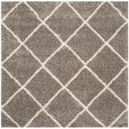Safavieh 11 x 11 ft. Hudson Shag Power Loomed Square Area Rug; Grey & Ivory SGH281B-11SQ